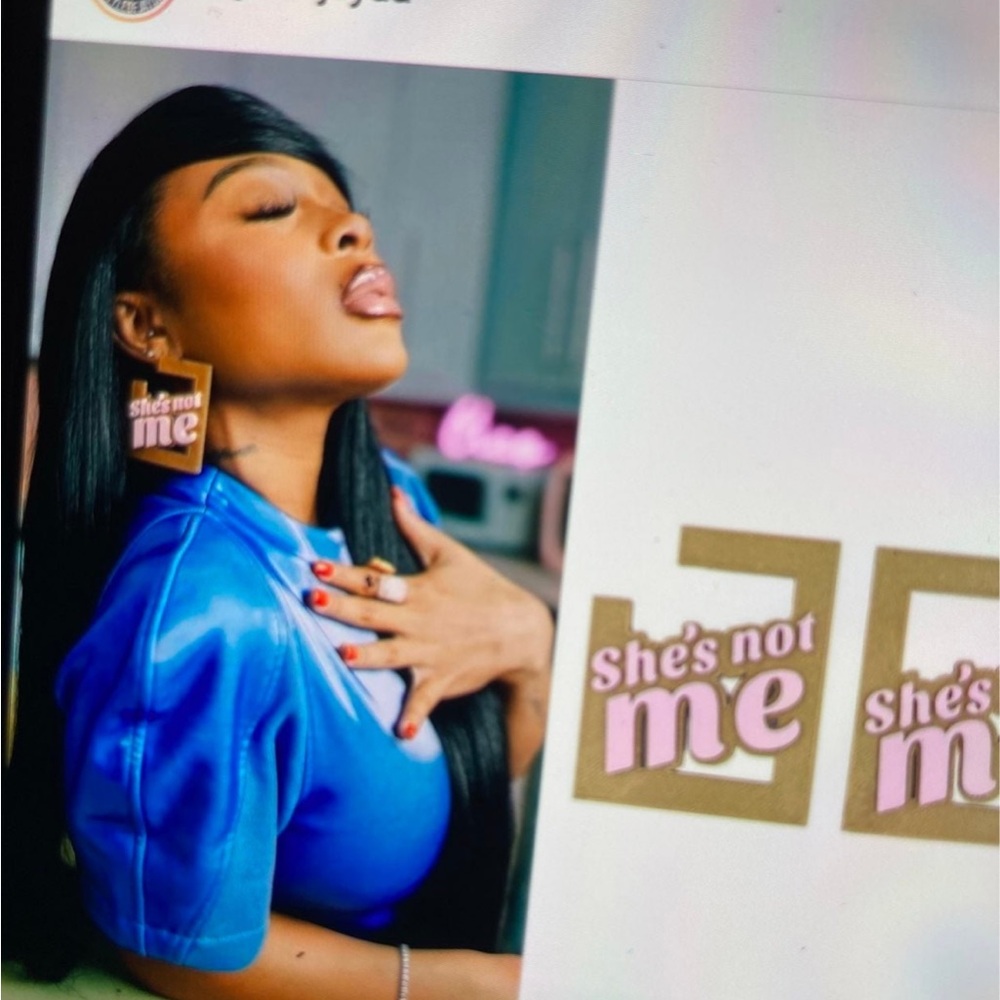 She’s not me earrings seen worn by Jayda